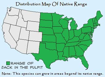 distribution map of Jack in the Pulpit